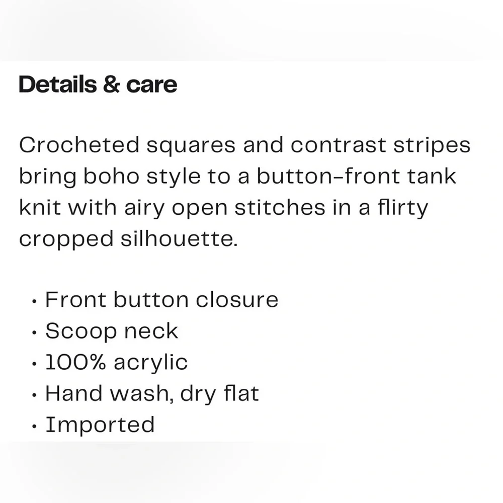 Cotton Emporium Crocheted Square Buttoned Red and Blue Tank Top XL Never Worn - Picture 4 of 8